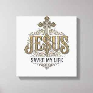 Toile Jésus a Sauvé Ma Vie Gravure Vintage T-Shirt Chrét