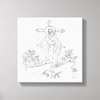 jésus Christ défiler et fleurs page de couleur art