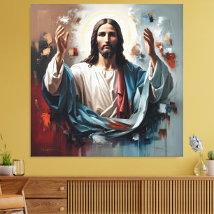 Toile Jésus Christ : L'Éternelle Embrasse de Lumière" ✨ 