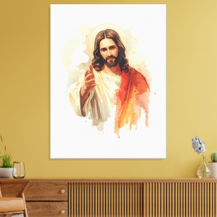 Toile Jésus-Christ tendant les mains Peinture à l'aquare