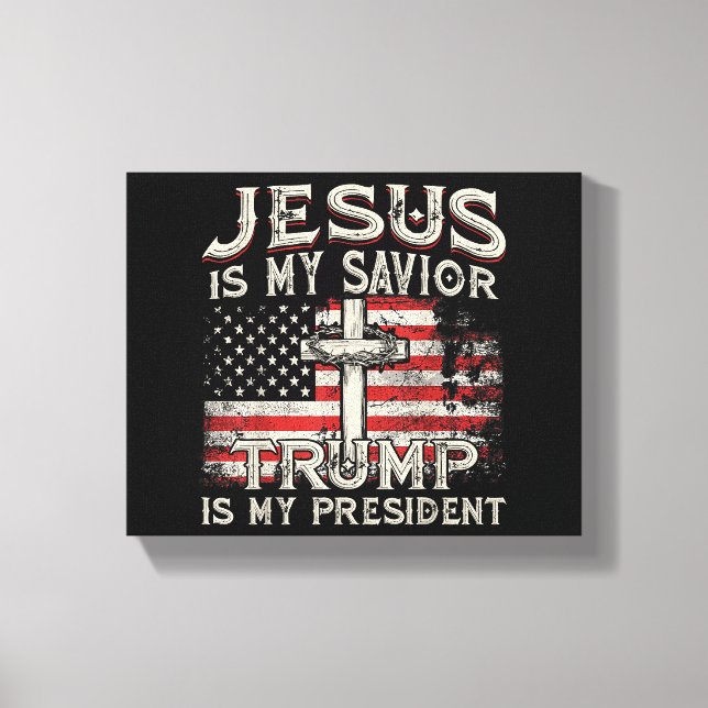 Toile Jésus Est Mon Sauveur Trump Est Mon Président Amér (Recto)