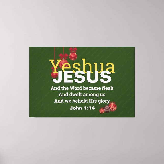Toile JÉSUS WORD EST DEVENU FLEURI Noël | Christian (Recto)