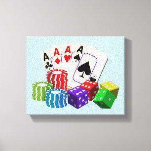Toile Jeu Casino Dice, Puces de poker, jouer aux cartes