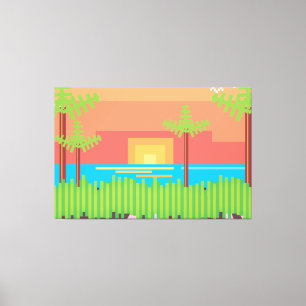 Toile Jeu Rétro - Coucher de soleil tropical