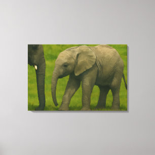 Toile Jeune éléphant avec tuteur dans la réserve de Gras