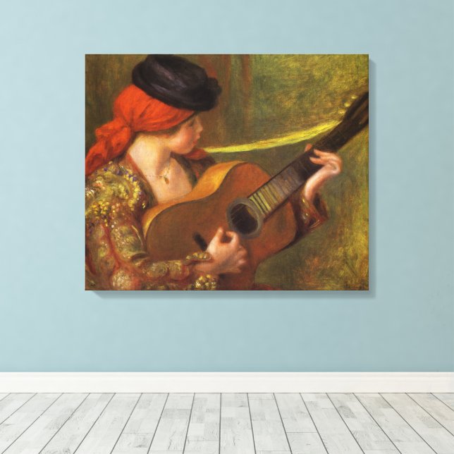 Toile Jeune Espagnole avec guitare par Pierre Renoir (Insitu (Plancher de Bois))