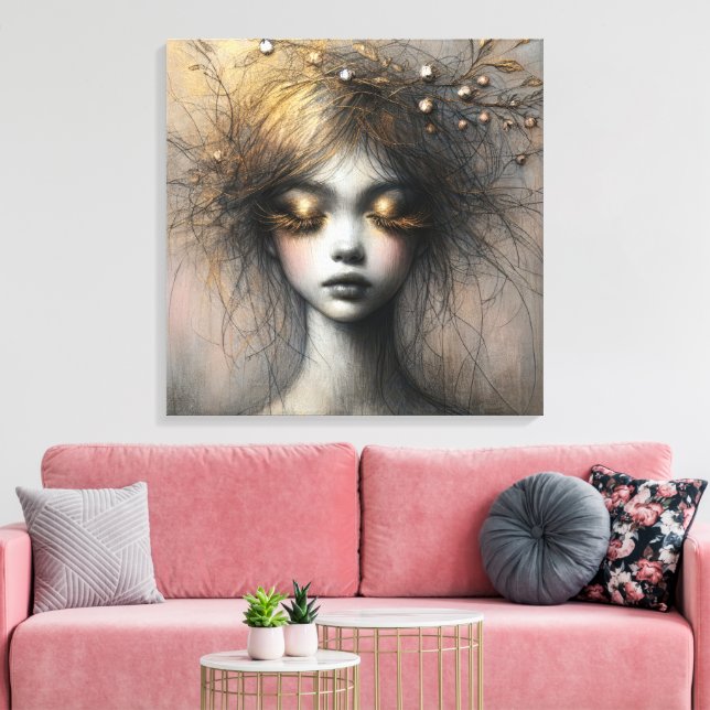 Toile Jeune Femme Avec Des Yelashes D'Or (Insitu(Salon))