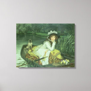 Toile Jeune femme dans un bateau, ou réflexions, c.1870
