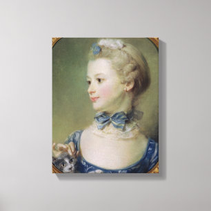 Toile Jeune fille avec un chat