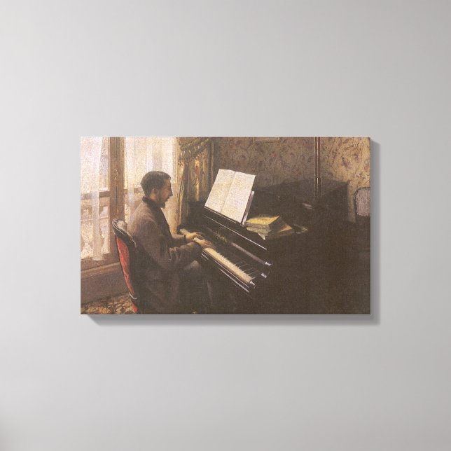 Toile Jeune homme jouant au piano par Gustave Caillebott (Recto)