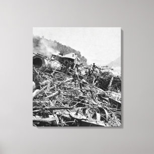 Toile Johnstown Flood Train Wreck Vintage 1889