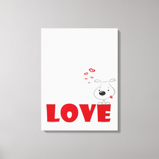 Toile Joli chien chiot amour | Saint Valentin (Recto)