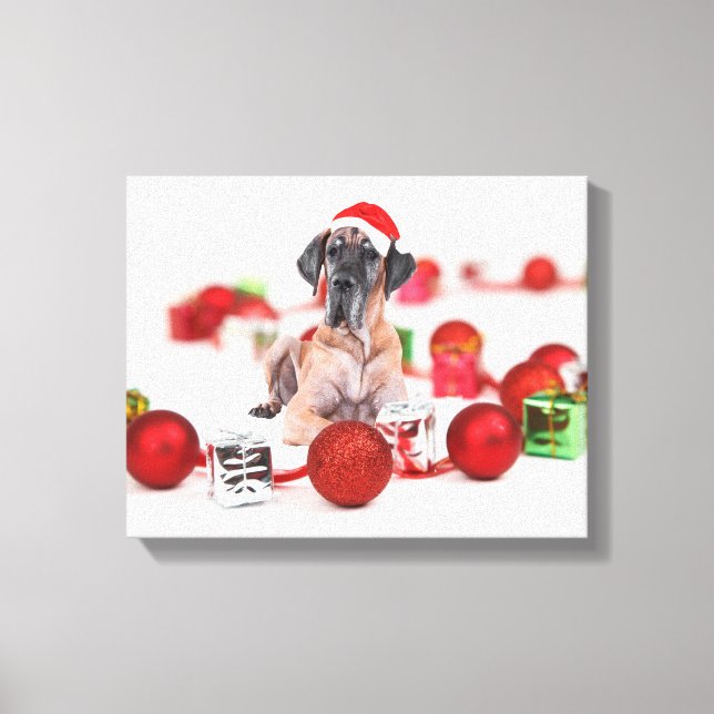 Toile Joli chien Danse Noël Père Noël (Recto)