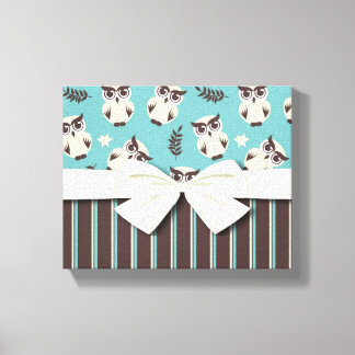 Toile joli motif de hibou blanc et rayures