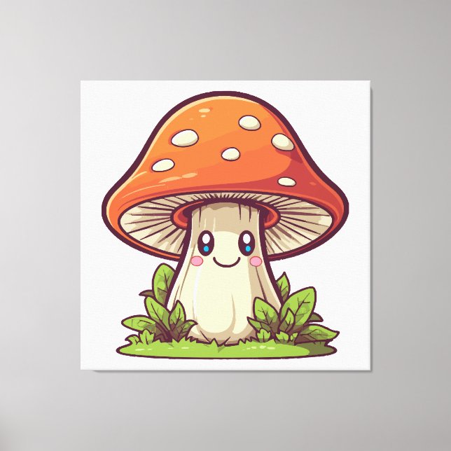 Toile Joli style kawaii, Cueillette de champignons (Recto)