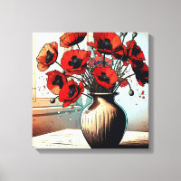 Joli Vase de Red Poppies