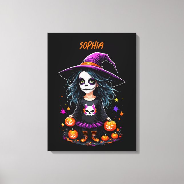 Toile Jolie Adorable Kawaii Halloween sorcière (Recto)