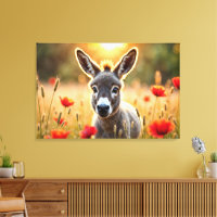 Jolie âne rouge pavot adorable animal art