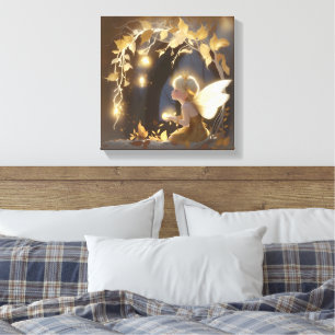 Toile Jolie fée d'automne avec des fleurs lumineuses