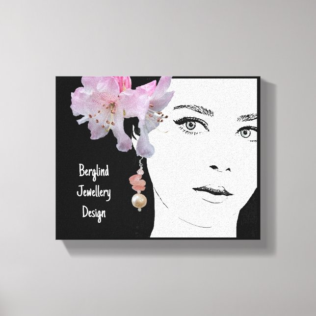 Toile Jolie fille quirky visage illustration de mode art (Recto)