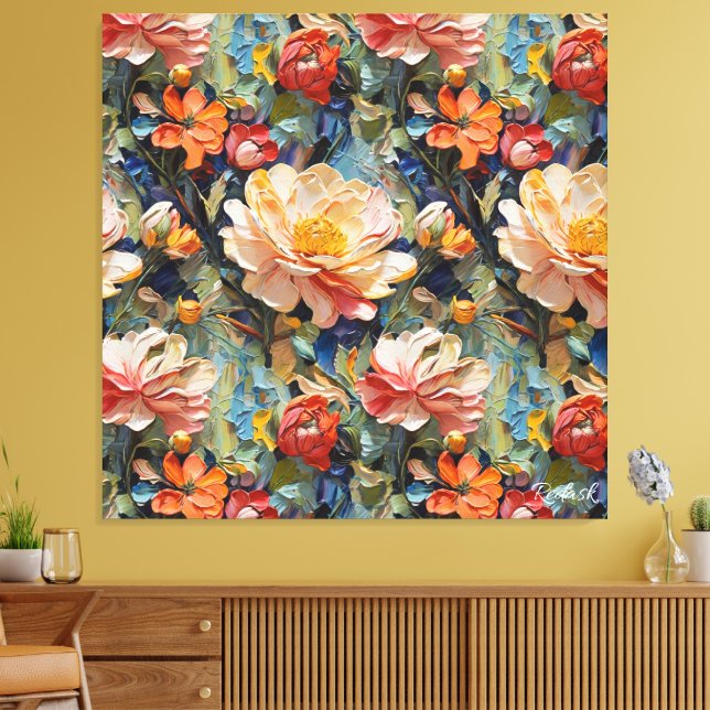 Toile Jolie Fleurs et Roses Tzxturés doux (Insitu(Salon))