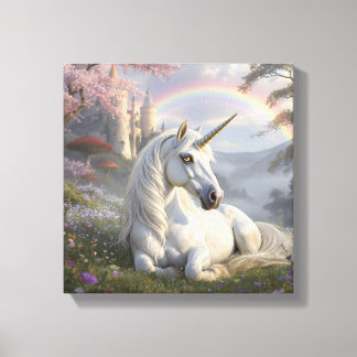 Toile Jolie Licorne, Château et Arc-en-Ciel 