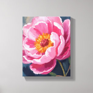 Toile Jolie pivoine rose Peinture de fleurs aquarelle