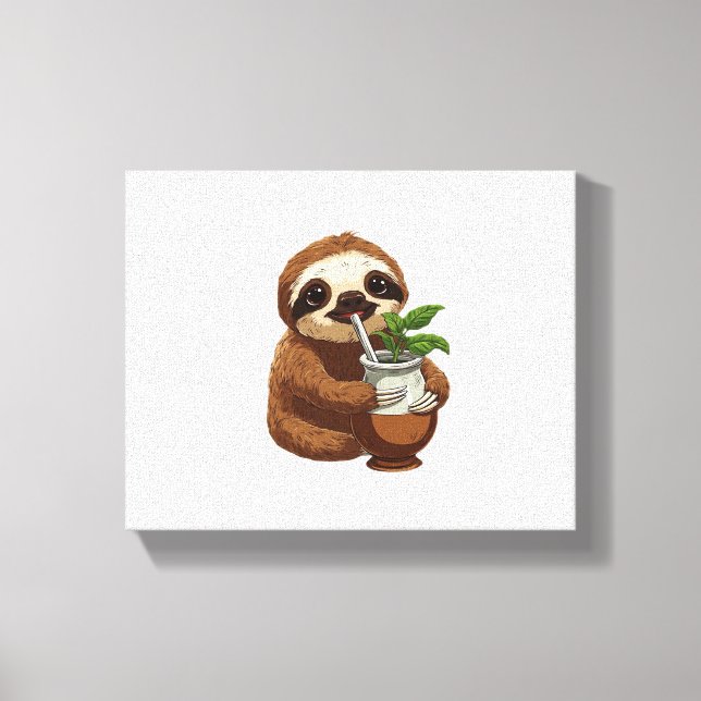 Toile Jolie Sloth Boire Yerba Mate - Adorable Kawaii A (Recto)