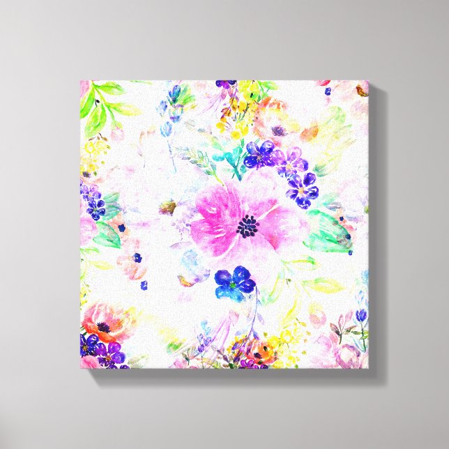 Toile Jolies Fleurs Boho Floral Aquarelle Design (Recto)