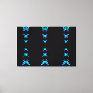Toile Jolis Papillons Bleus Couleur Minuit Noir