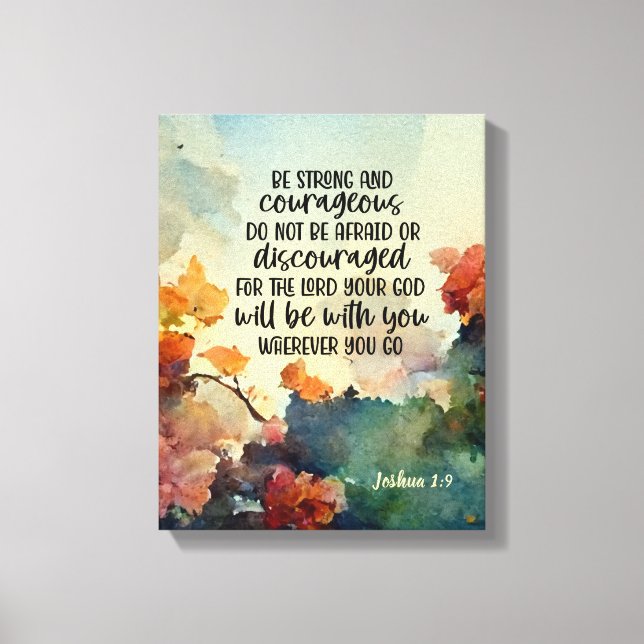 Toile Joshua 1:9 Soyez fort et courageux aquarelle (Recto)