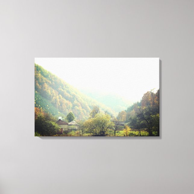 Toile Jour d'automne Village Mountain Photo simple (Recto)