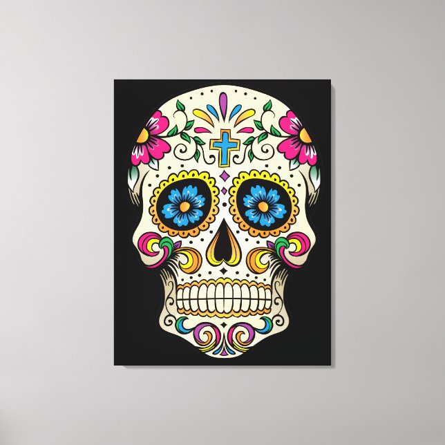 Toile Jour du crâne de sucre mort avec croix (Recto)