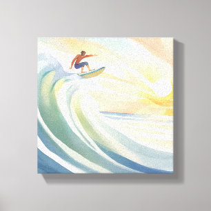 Toile Journées de surf Aquarelle de vague océanique su