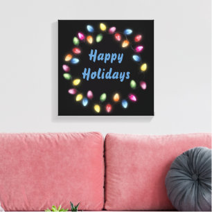 Toile Joyeuses fêtes Colorées et Festives lumières de No