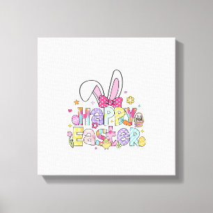 Toile Joyeuses Pâques 2026 Mignon Lapin Jour de Pâques F