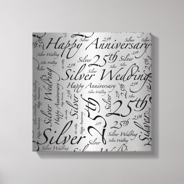 Toile Joyeux 25e anniversaire Mot Art Graphique (Recto)