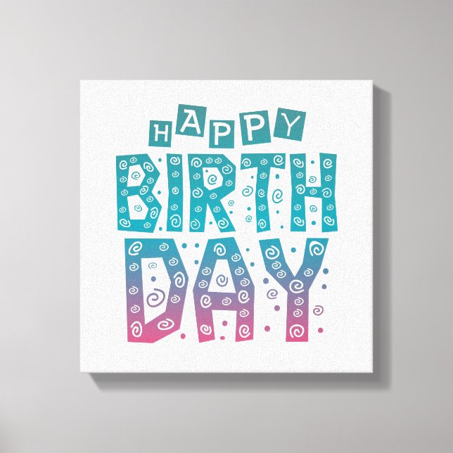 Toile joyeux anniversaire coloré pour tous (Recto)