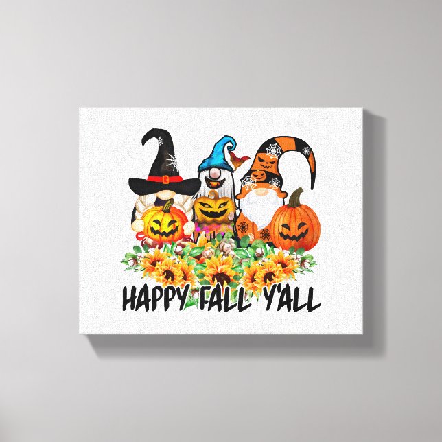Toile Joyeux automne Y'all Gnome Leopard Gnome Sunflower (Recto)