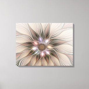 Toile Joyeux Fleur Abstrait Flore Fractal Art Triptyque