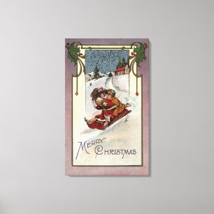 Toile Joyeux NoëlCouple Sledding