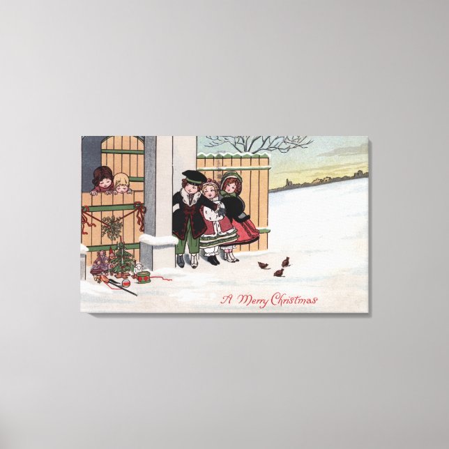 Toile Joyeux NoëlEnfants par clôture (Recto)