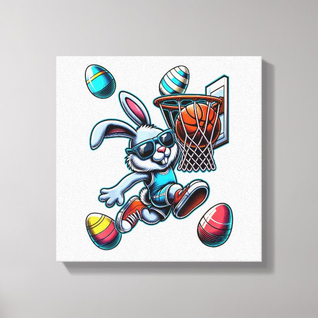 Toile Joyeux Pâques Basketball Garçons Lapin de Pâques D (Recto)