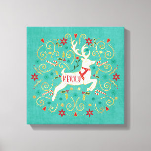 Toile Joyeux renne de Teal de vacances