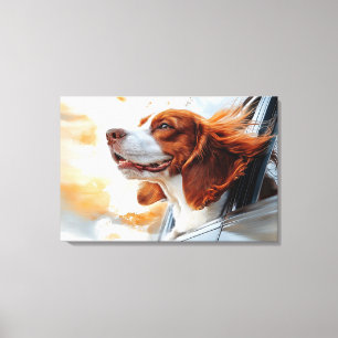 Toile Joyful Dog in the Wind Art Print
