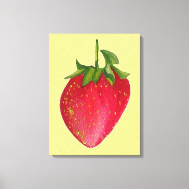 Toile Juicy fraise aquarelle macro fruit pop art (Recto)