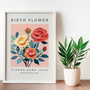 Toile Juin Mois de la naissance Marché aux fleurs