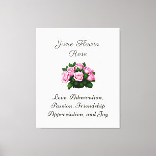 Toile Juin Mois de naissance Fleur Rose intemporel flora