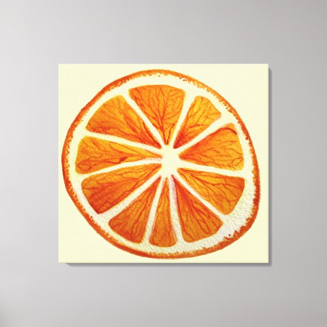 Toile Jus orange tranche aquarelle art pop art (Recto)