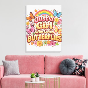 Toile Juste une Fille qui Aime les Papillons – Joli Flor